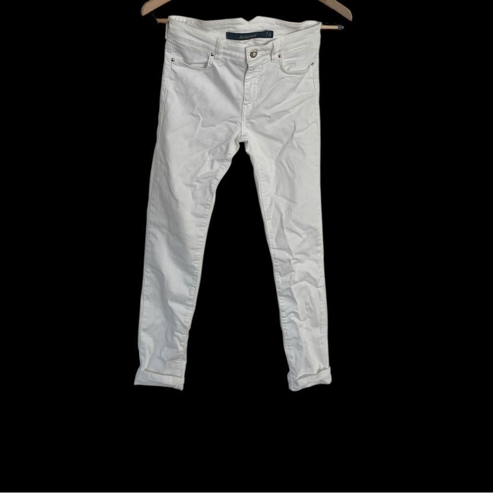 Jeckerson White Denim Jeans Sz. 24 Made in Italy‎ Runs 26”